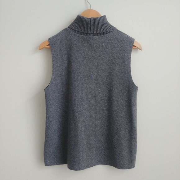 Zara grey sleeveless turtleneck sweater top Medium cotton blend - Picture 9 of 14